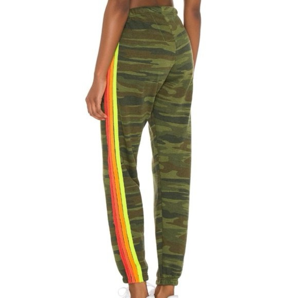 Aviator Nation 4 Stripe Sweatpants Camo / Neon Size XS - Picture 3 of 13